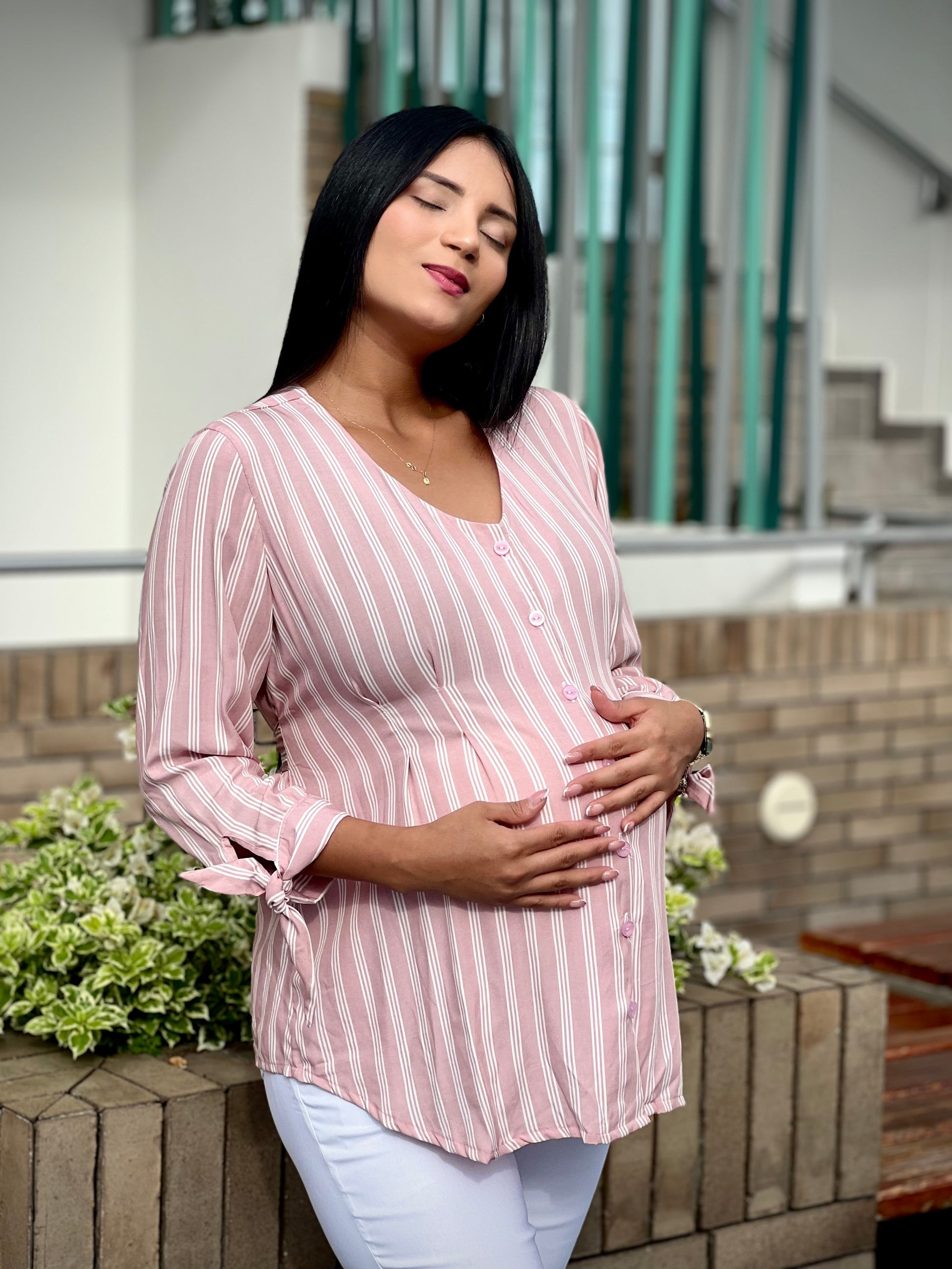 Blusa Materna para Embarazada 'Carla' Color Palo de Rosa - Boutique Mundo Materno