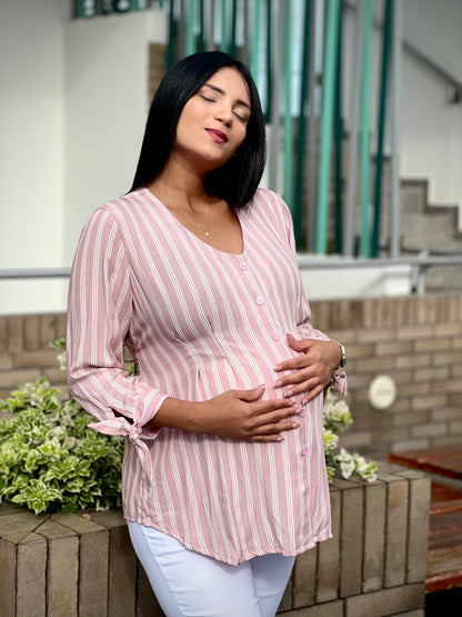 Blusa Materna para Embarazada 'Carla' Color Palo de Rosa - Boutique Mundo Materno
