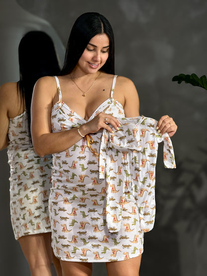 PIJAMA MATERNA DUO BATA - BoutiqueMundoMaterno