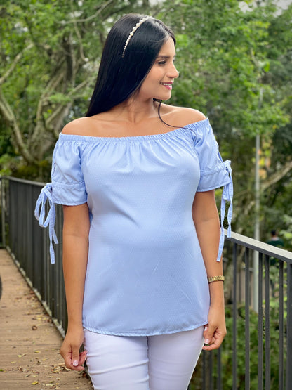Blusa Materna Candy Color Celeste - Boutique Mundo Materno