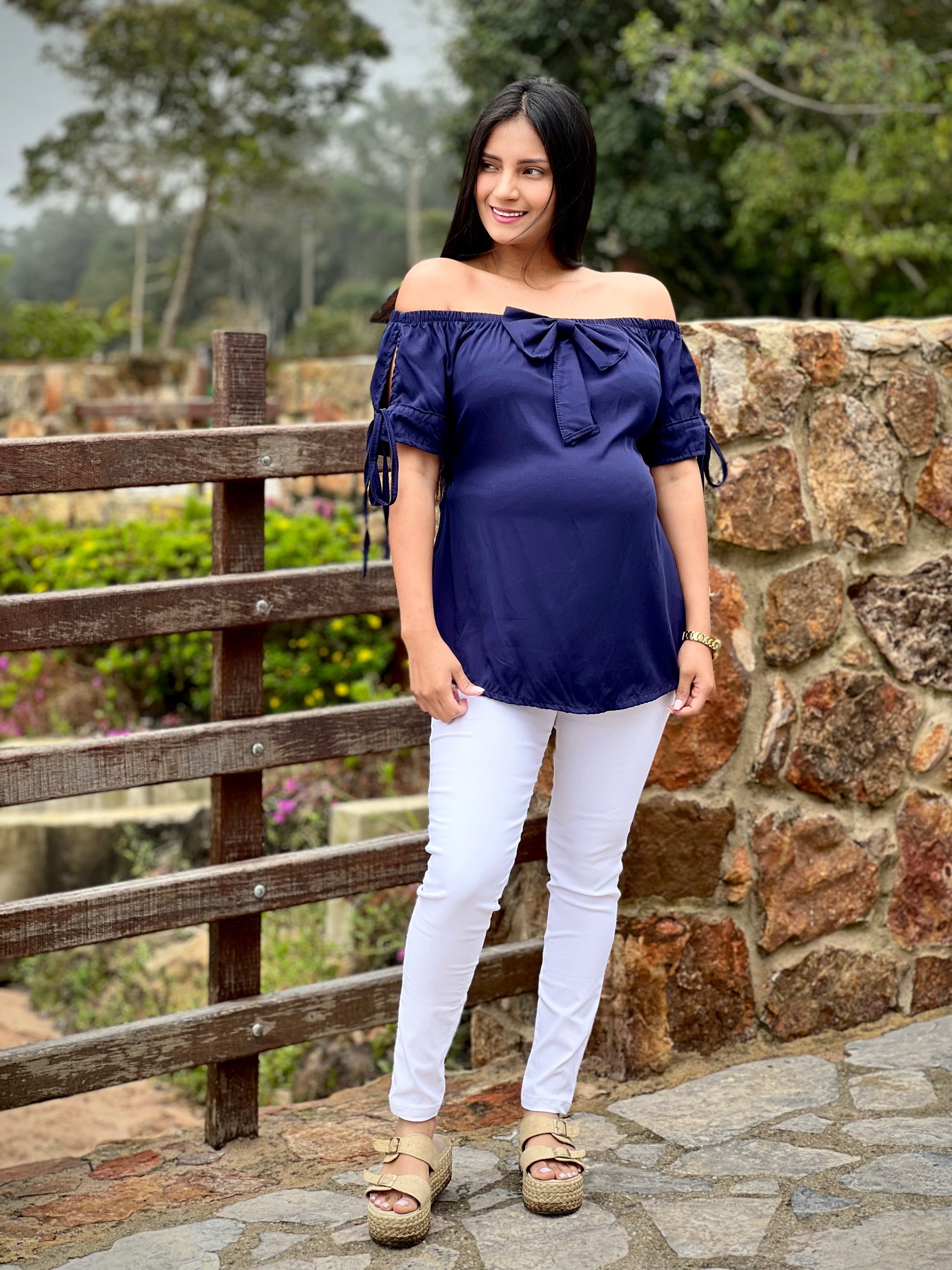 Blusa Materna Candy Color Azul Oscuro - Boutique Mundo Materno