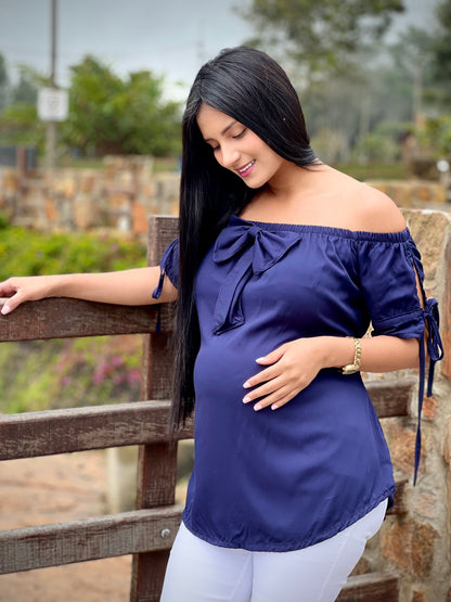 Blusa Materna Candy Color Azul Oscuro - Boutique Mundo Materno