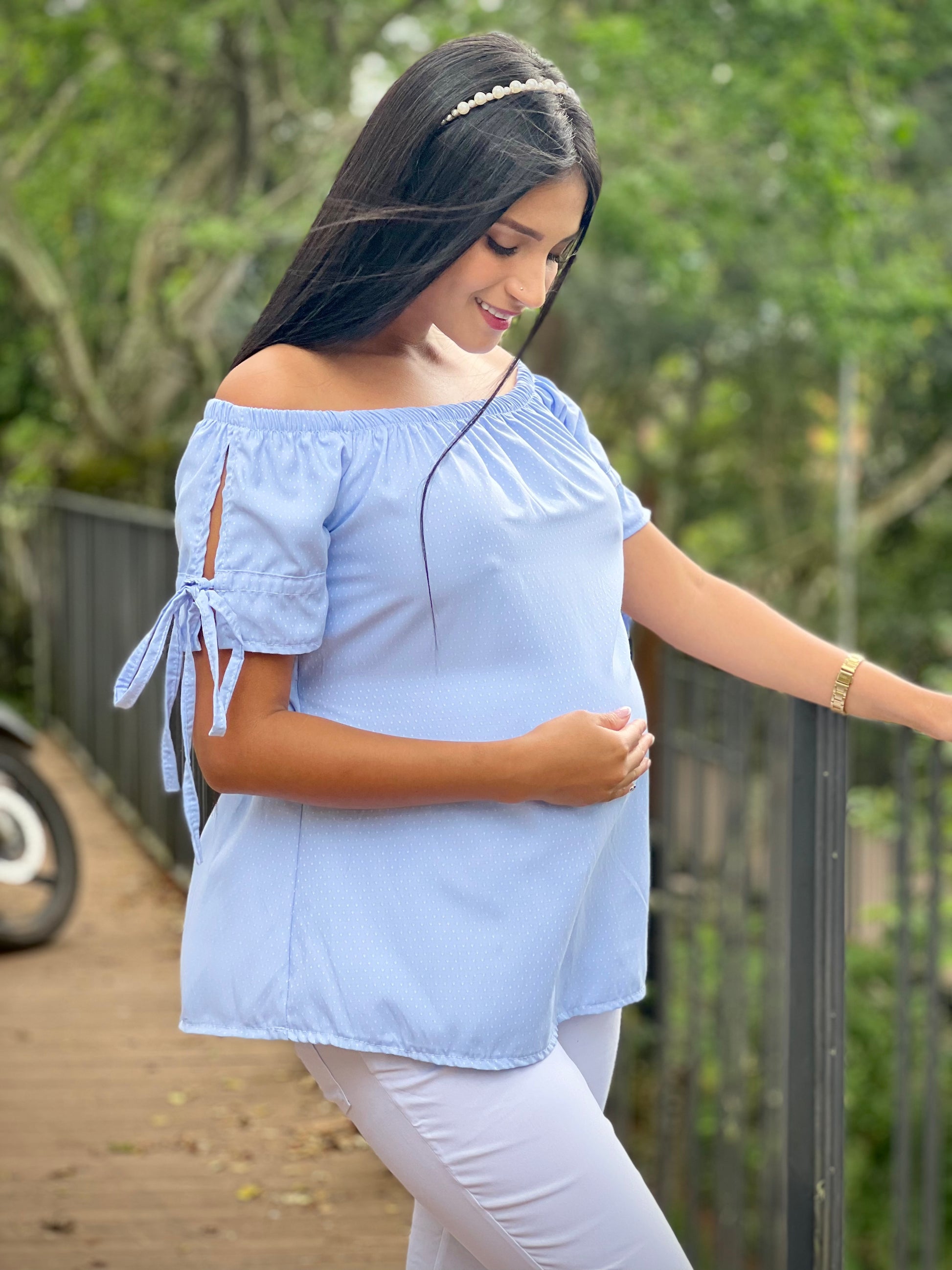 Blusa Materna Candy Color Celeste - Boutique Mundo Materno